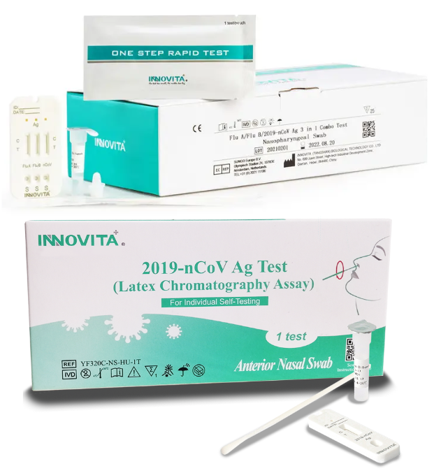 ชุดตรวจไข้หวัดใหญ่ Flu A/B/RSV/hMPV Ag Combo + 2019-nCoV (25 tests) INNOVITA