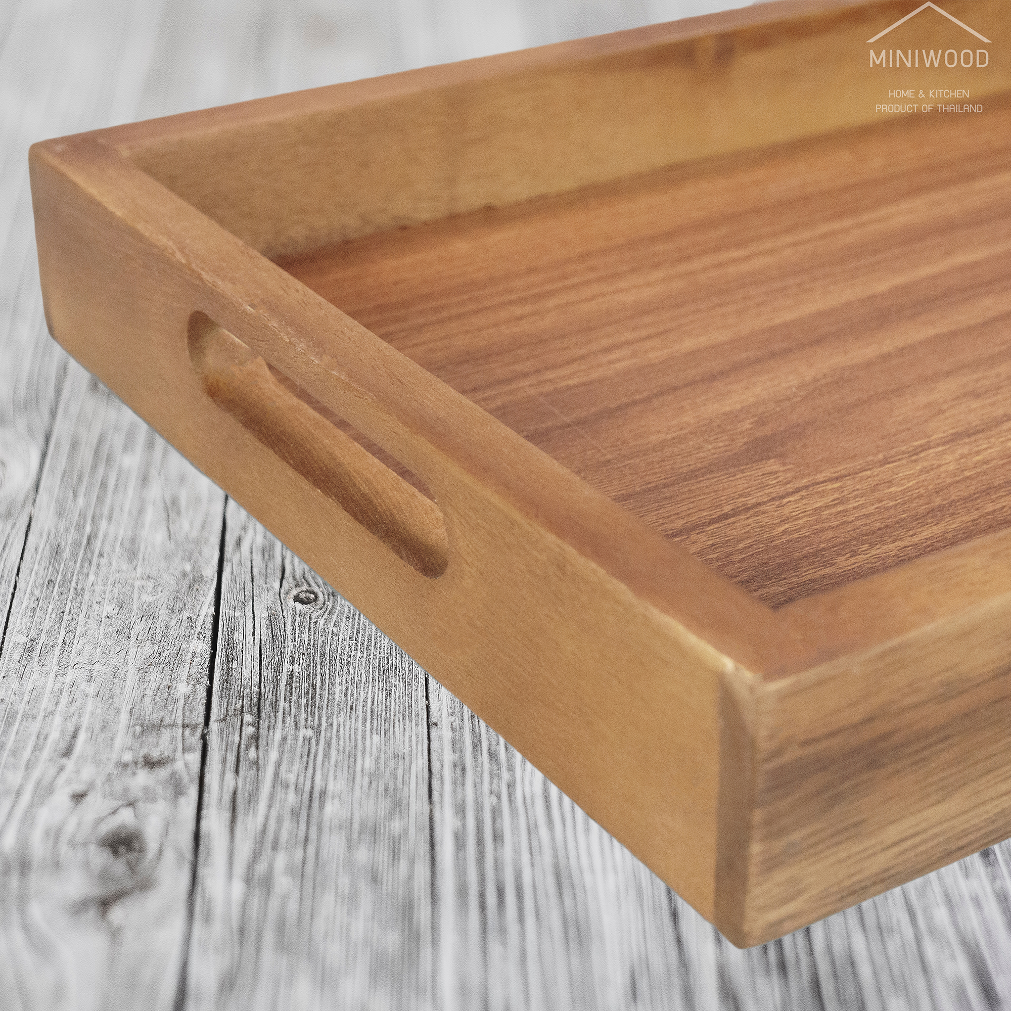 MINIWOOD ถาดเสิร์ฟ สี่เหลี่ยม ถาดไม้ Wooden Tray ผลิตจากไม้จามจุรี