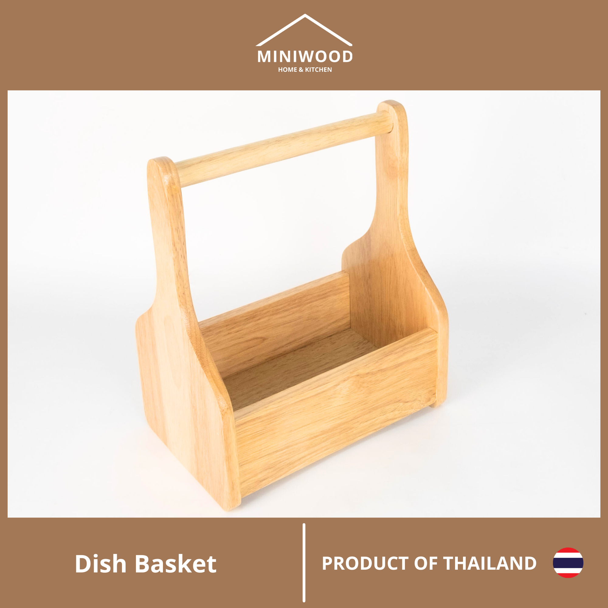 MINIWOOD ตะกร้า ทรงสูง ตระกร้าไม้ ใส่เครื่องปรุง Wooden Basket