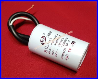 Senju CBB60 คาปาซิสเตอร์ 8uF450V แบบมีสาย เกรดA