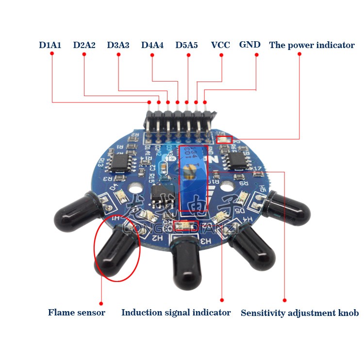 5 Way Fire Extinguisher Sensor 5 เซ็นเซอร์ตรวจจับเปลวไฟ