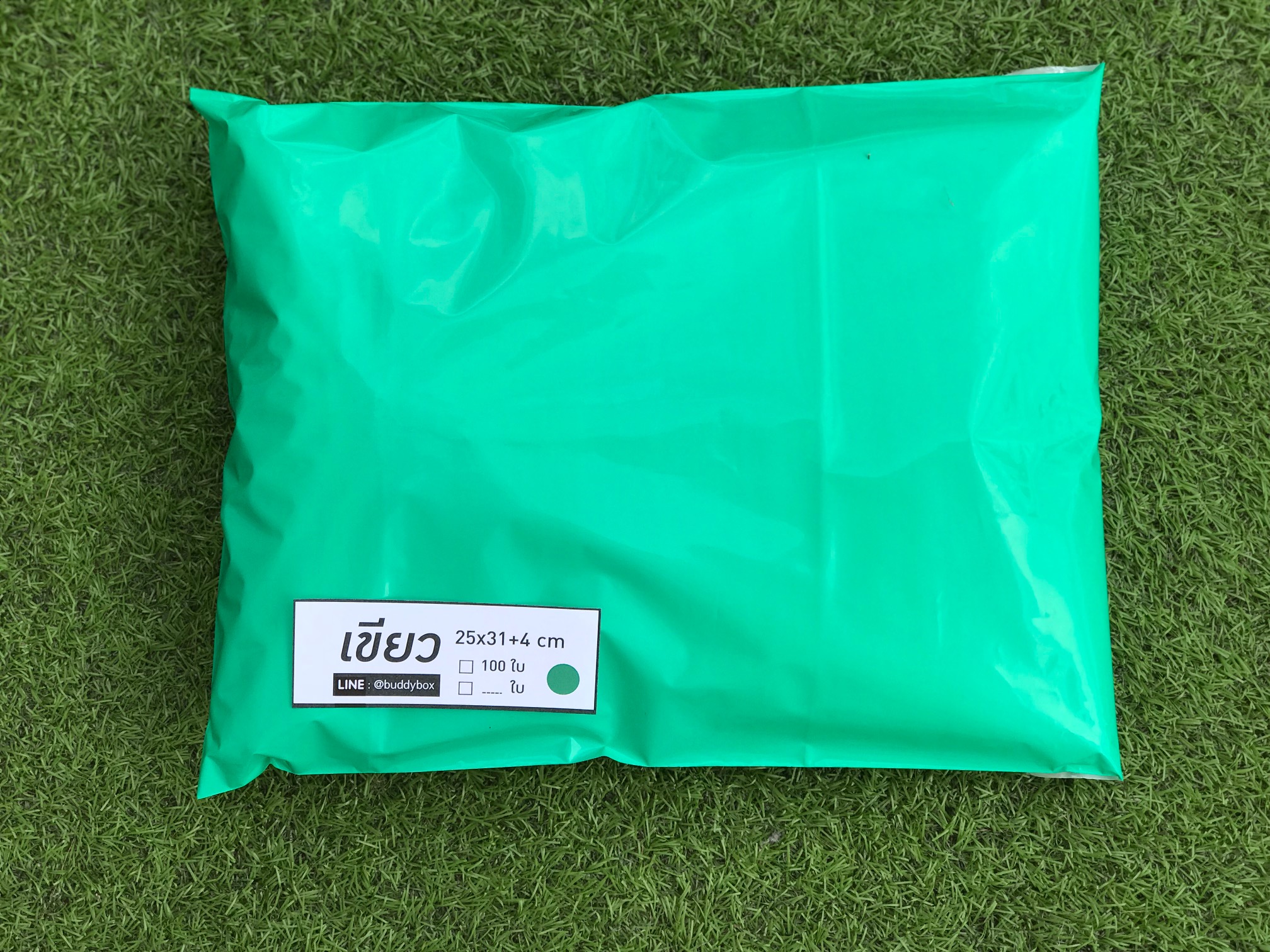 แพค 100 ใบ ซองไปรษณีย์พลาสติก สีเขียวมิ้นท์ ขนาด 25x31+4 cm เกรด A (ขนาดเท่าA4)