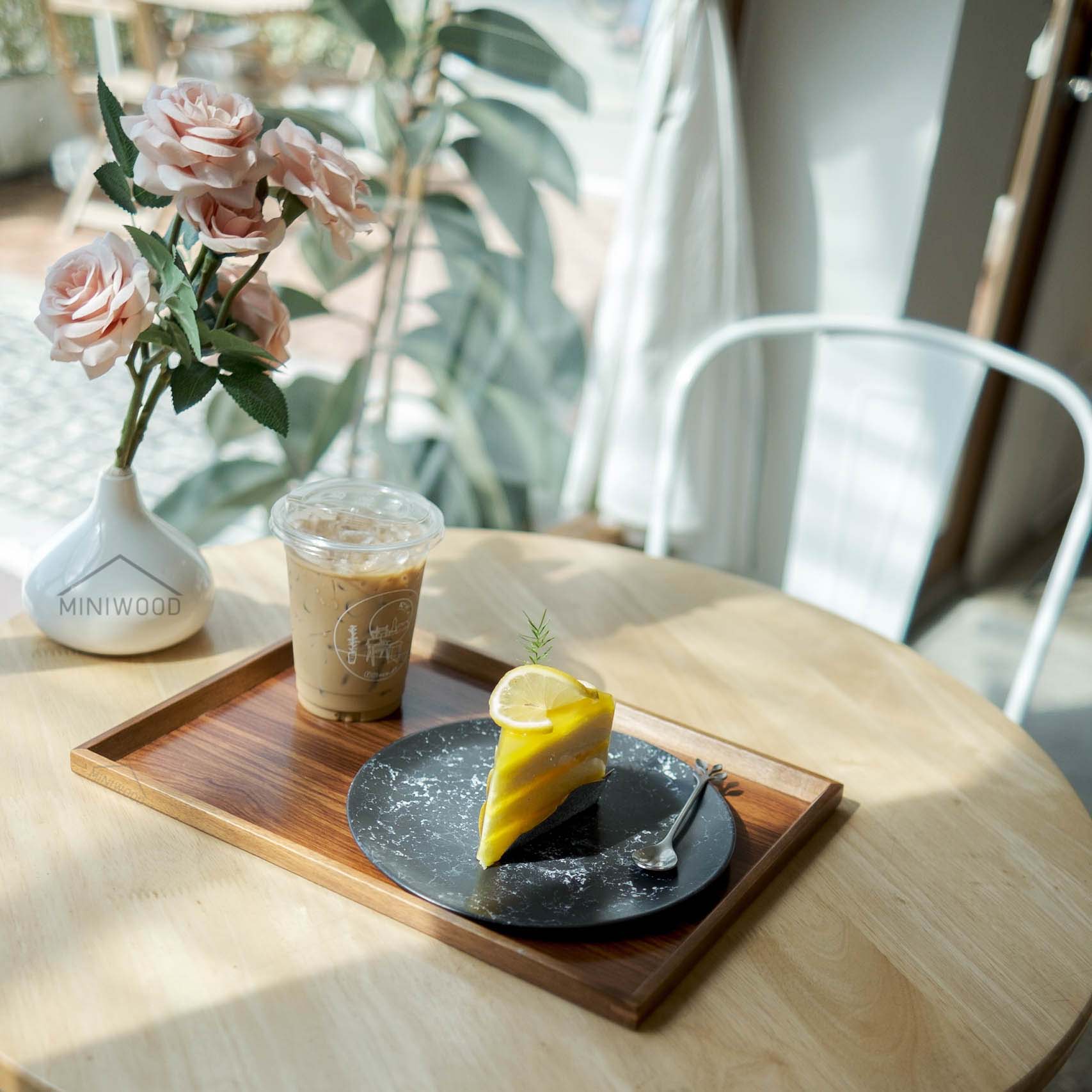 MINIWOOD ถาดเสิร์ฟ ขอบบาง ถาดไม้ Wooden Tray ไม้จามจุรี