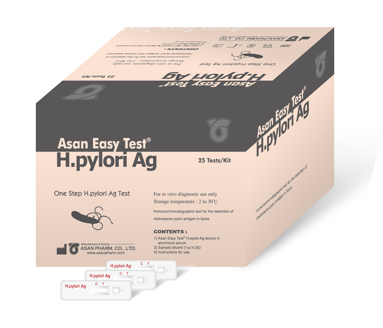 ชุดตรวจหาเชื้อแบคทีเรียในกระเพาะอาหาร Asan Easy Test H. pylori Ag Card