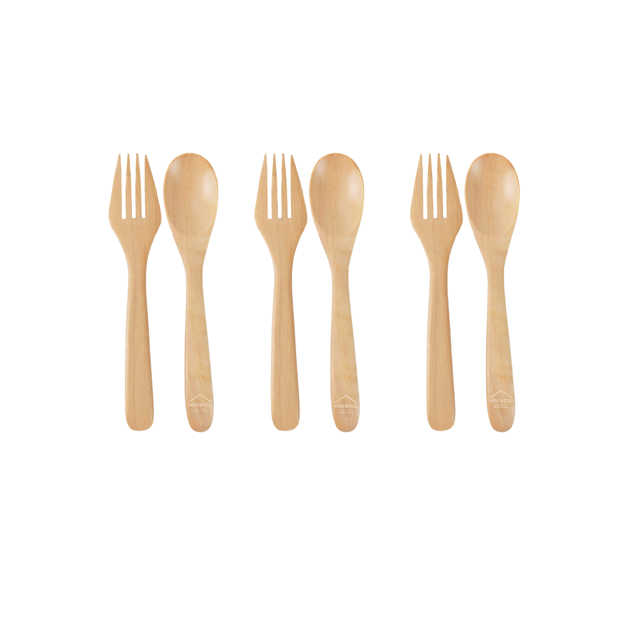 MINIWOOD ช้อนส้อมไม้ ช้อนไม้ Wooden spoon ขนาด 15 เซนติมเตร