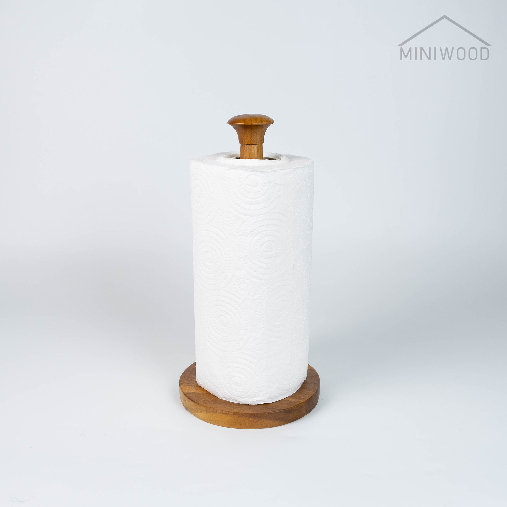 MINIWOOD แท่นกระดาษอเนกประสงค์ แท่นทิชชู่ม้วนยาว เสากระดาษอเนกประสงค์ Tissue Holder ผลิตจากไม้จริง (ลูกค้าประกอบสินค้าเอง)