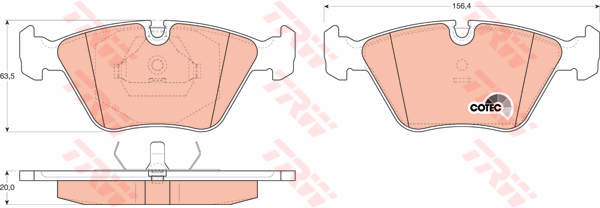 ผ้าเบรค TRW ล้อหน้า BMW Series5 520i , 525i , 530i (E34) ปี 1988-1996 COTEC (GDB916)