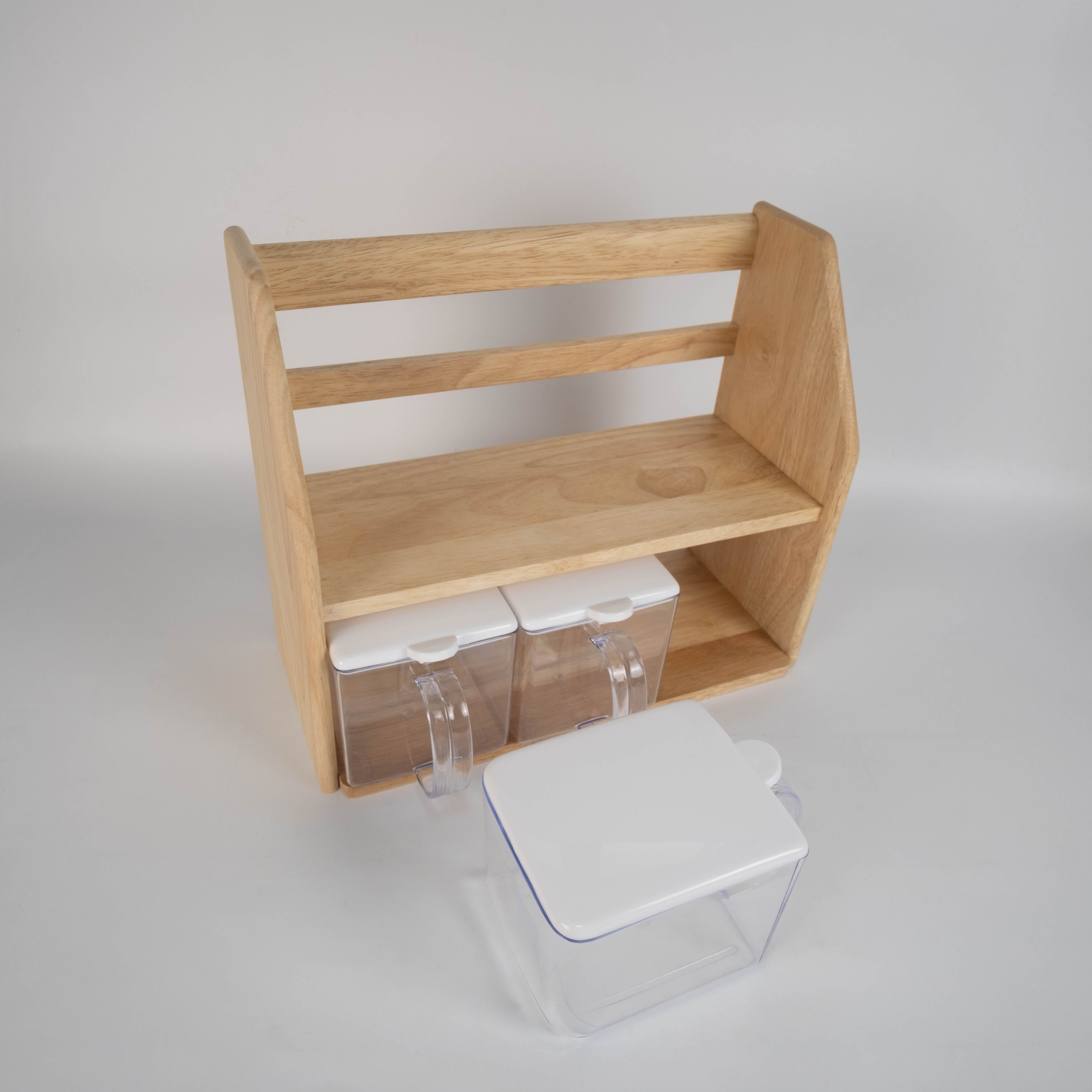 MINIWOODชั้นวางของ ที่วางเครื่องปรุง 2ชั้น Mini Shelf (กล่องใส)