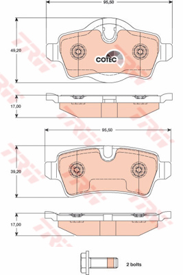 ผ้าเบรค TRW ล้อหลัง MINI Cooper One (R56) ปี 2007 ขึ้นไป COTEC (GDB1766)