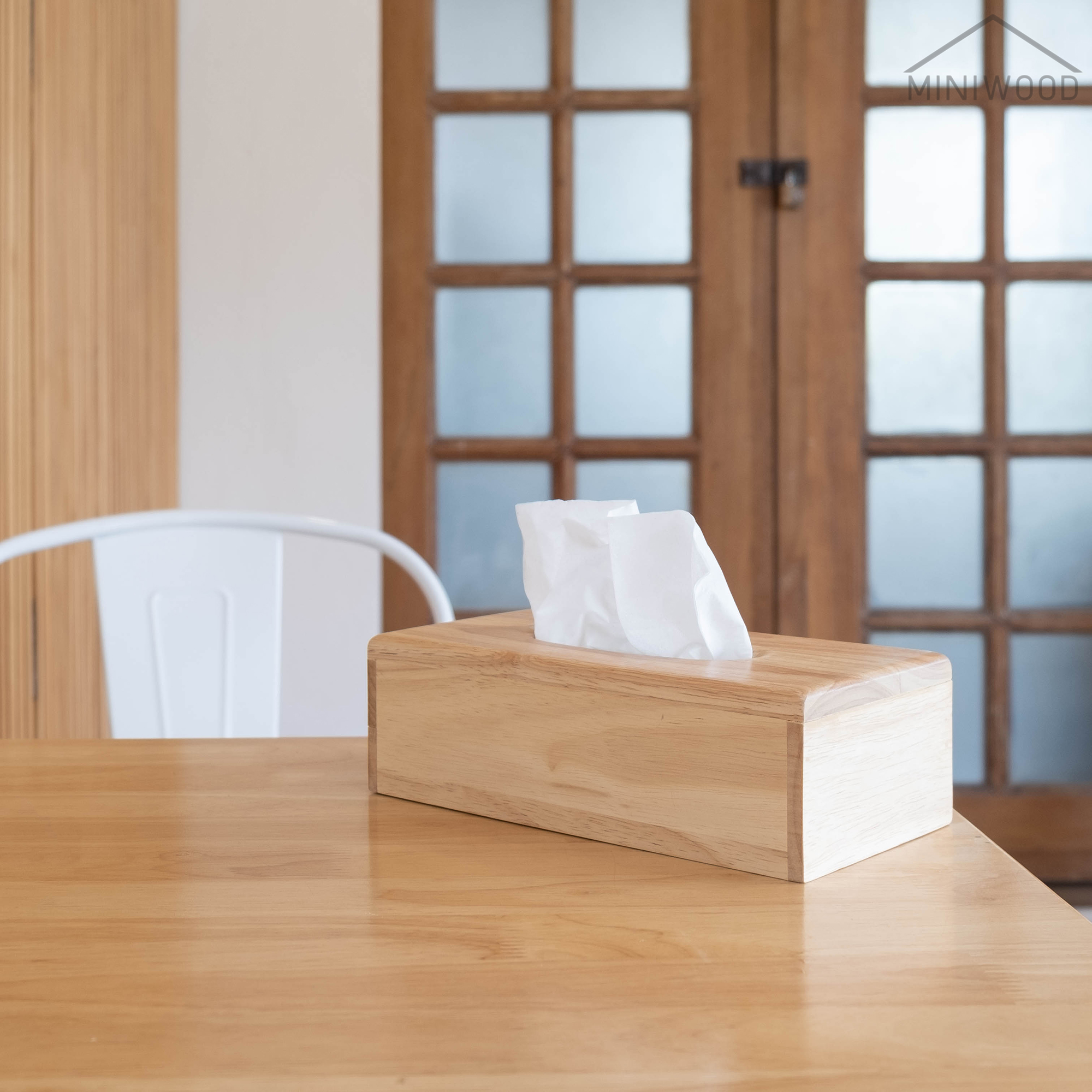 MINIWOOD กล่องทิชชู่ บาง กล่องใส่ทิชชู่ซองพลาสติก กล่องทิชชู่เช็ดหน้า 100 แผ่น Tissue Holder ผลิตจากไม้