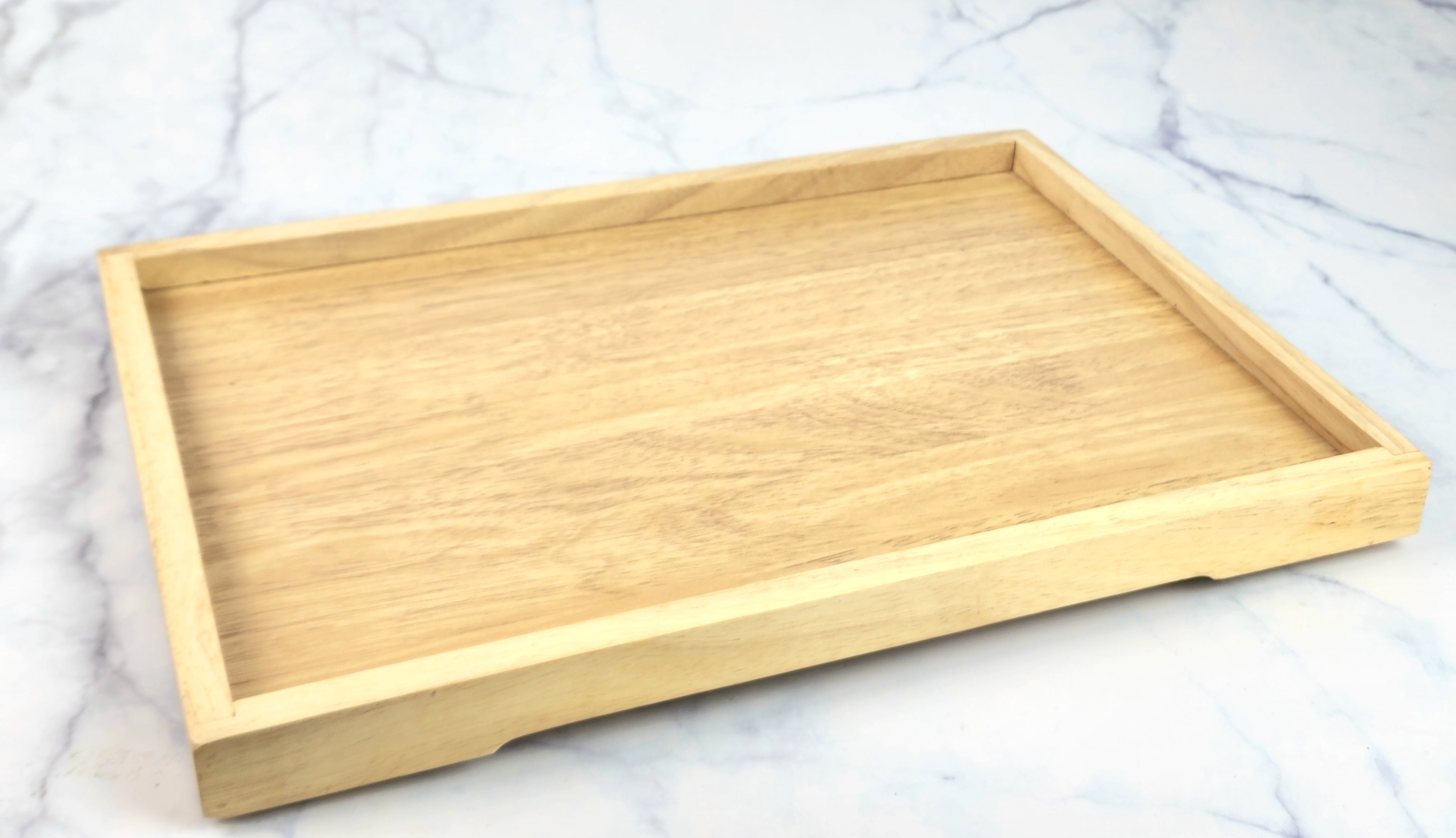 MINIWOOD ถาดเสิร์ฟ ขาเว้า ถาดไม้ Wooden Tray ไม้ยางพารา