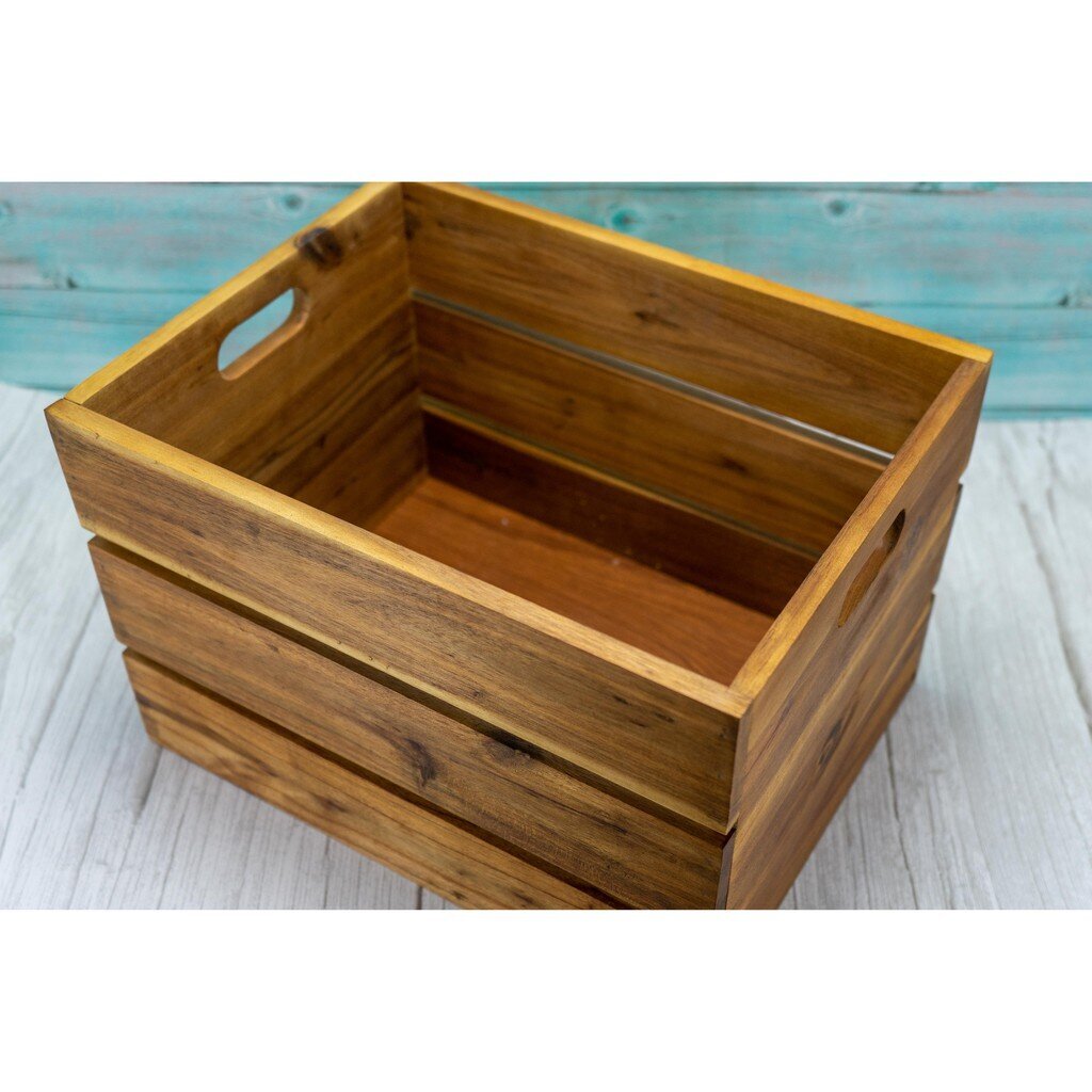 MINIWOOD ลังไม้ กล่องไม้ wooden box ชั้นวางของ DIY ไม้จามจุรี SIZE L 35x26.5x23 cm.