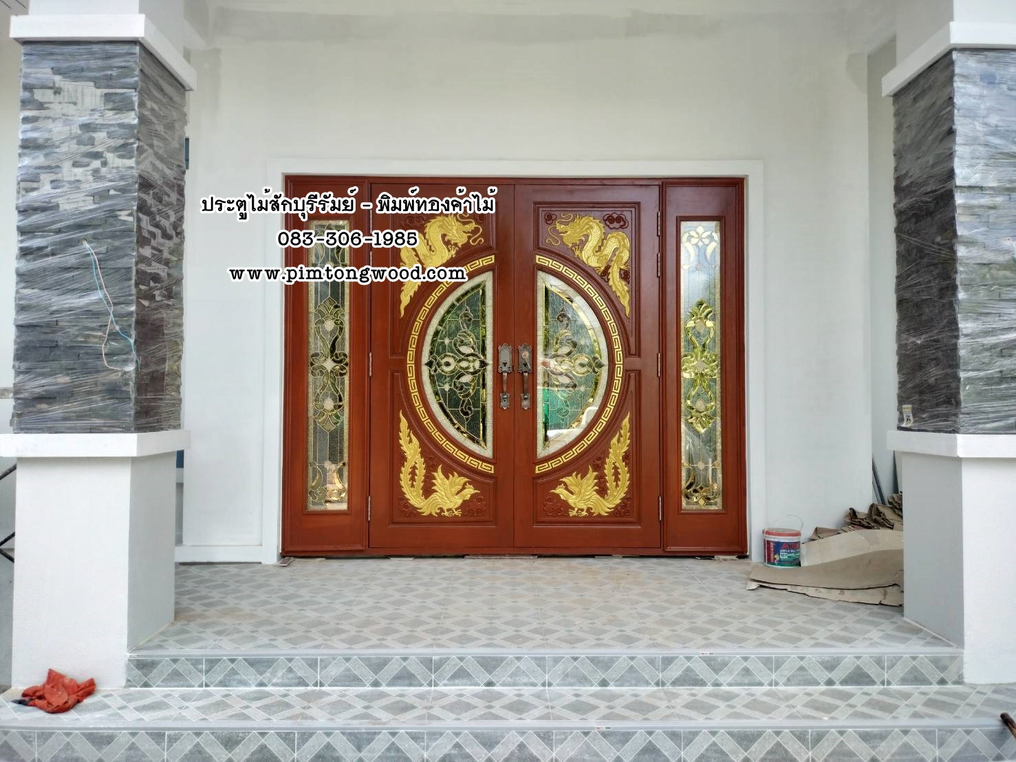 DD-113 ประตูไม้สัก ชุด 4 ชิ้น (ติดตั้งหน้างาน)