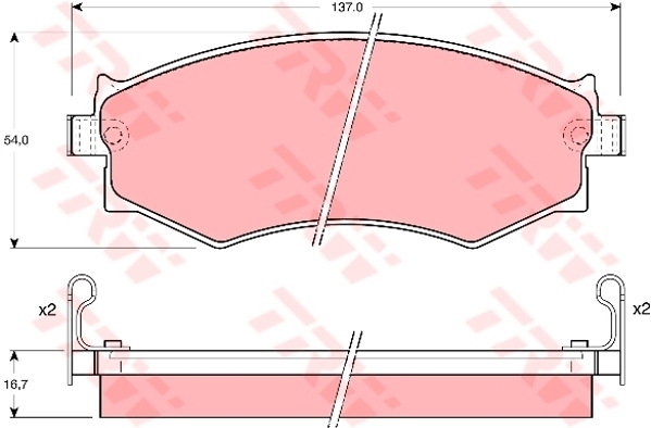 ผ้าเบรค TRW ล้อหน้า NISSAN Sunny Neo รุ่นแรก 1.6 ปี 2000-2003 DTEC (GDB1008)