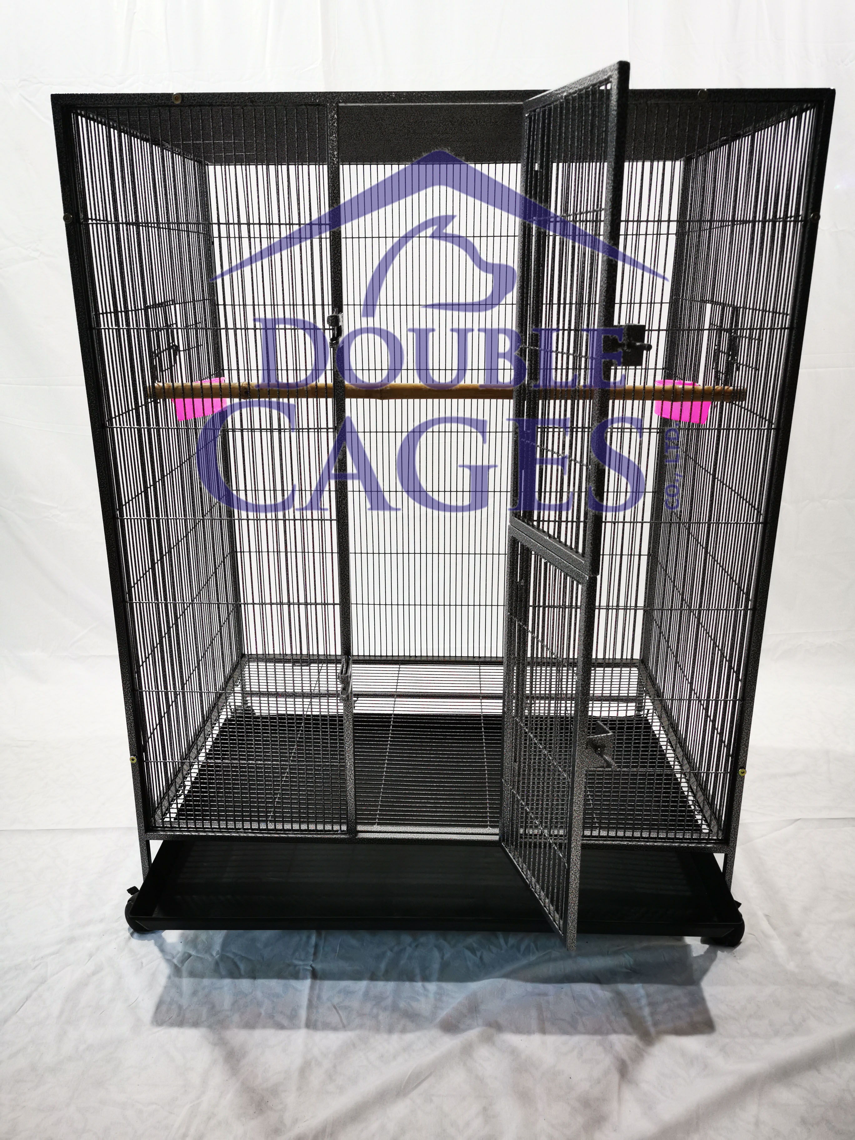 กรงนกแป็ป4หุน สีดำ และ สีระเบิด (ถาดรอง1ใบ)