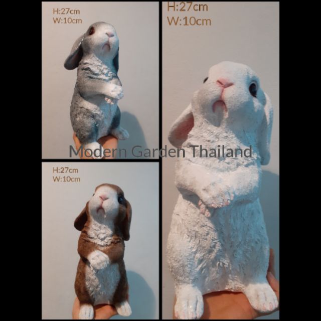 ตุ๊กตากระต่ายหูพับ ยืน มี3สี ขาว เทา น้ำตาล งานเกรดไฟเบอร์ผสมเรซินสนใจ line moderngarden6