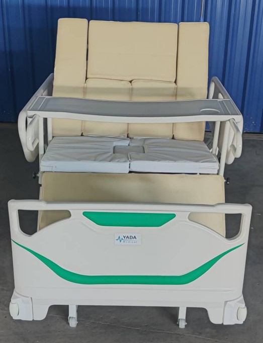เตียงผู้ป่วยแบบมือหมุน 5 ฟังก์ชั่น ราวกั้นปีกนก ABS รุ่น B01-I-DL