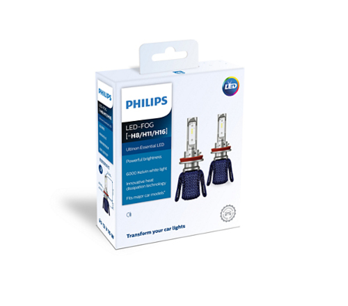 หลอดไฟรถยนต์ Philips ไฟตัดหมอก LED H11/H8/H16 ESSENTAIL ULTINON