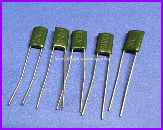 2A102J 102J 0.001uf 1nF 100v ไมล่าร์ แพ็คละ 5 ตัว