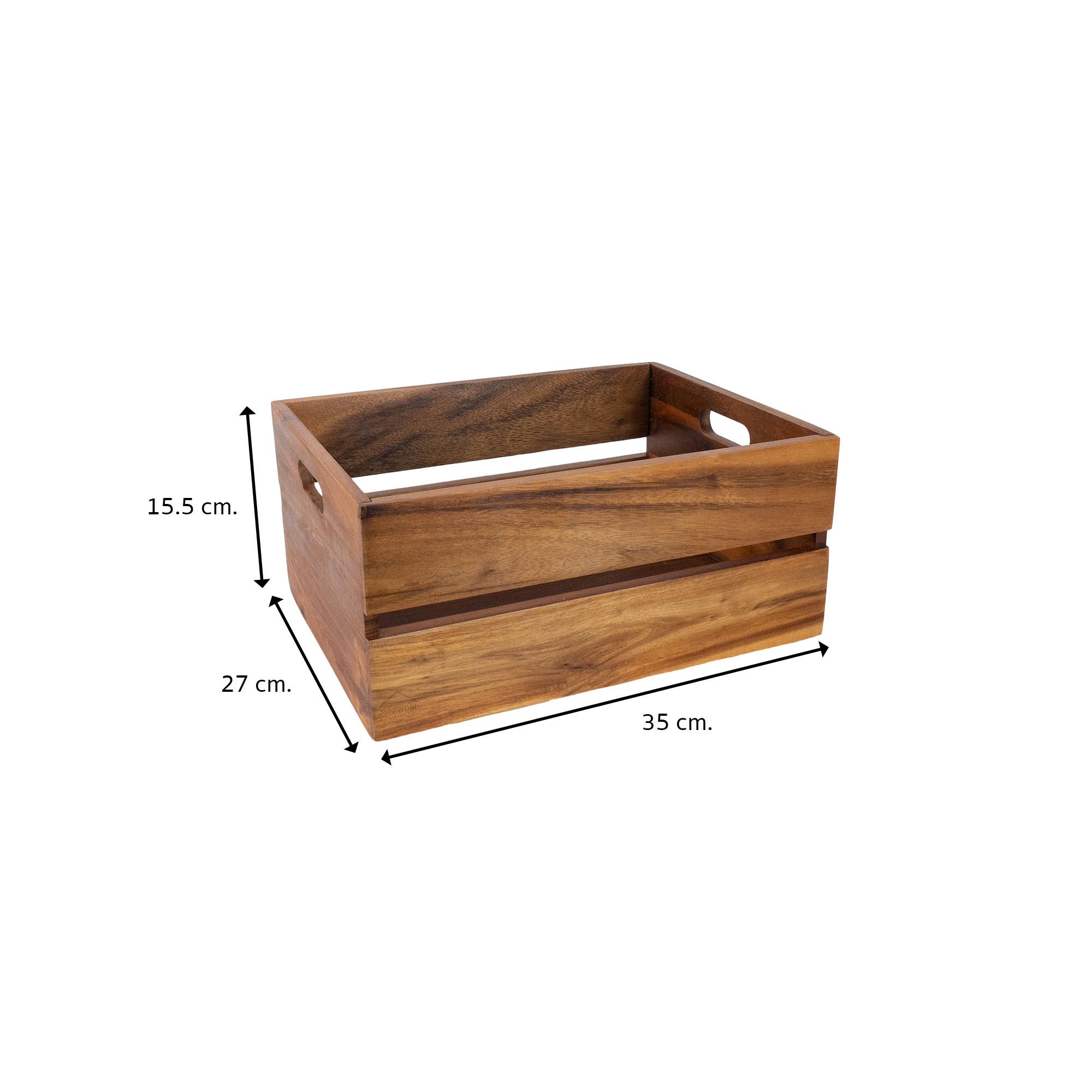 MINIWOOD ลัง ลังไม้ กล่องไม้ wooden box ชั้นวางของ DIY ไม้จามจุรี SIZE M 35x27x15.5