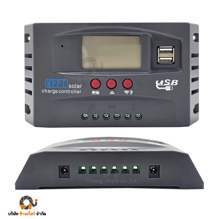 ตัวควบคุมการชาร์จ PWM 100A โซล่าชาร์จเจอร์ กล่องเทา
