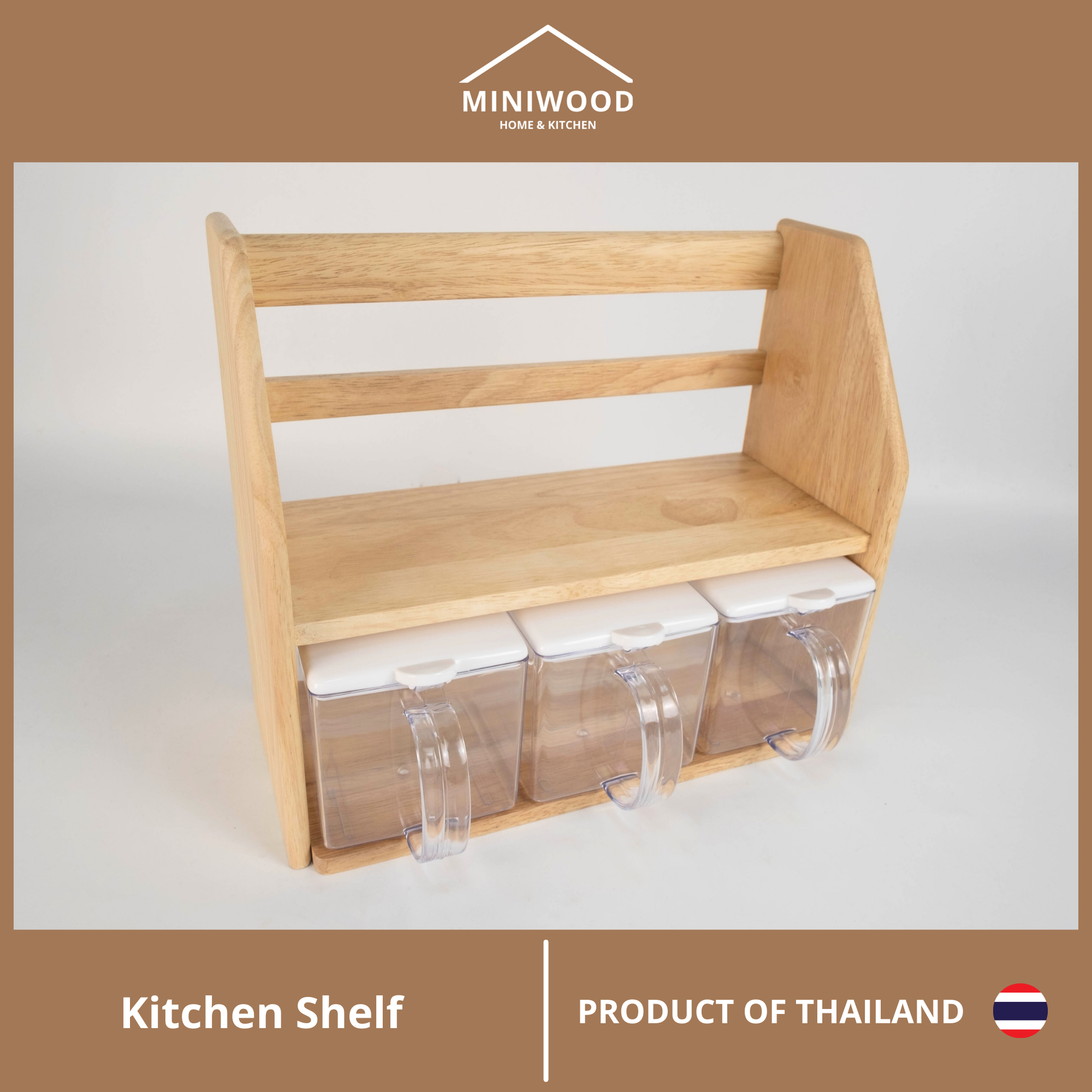 MINIWOODชั้นวางของ ที่วางเครื่องปรุง 2ชั้น Mini Shelf (กล่องใส)