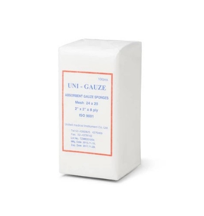 ผ้าก๊อซพับ ยี่ห้อ UNI (100ชิ้น/ห่อ)