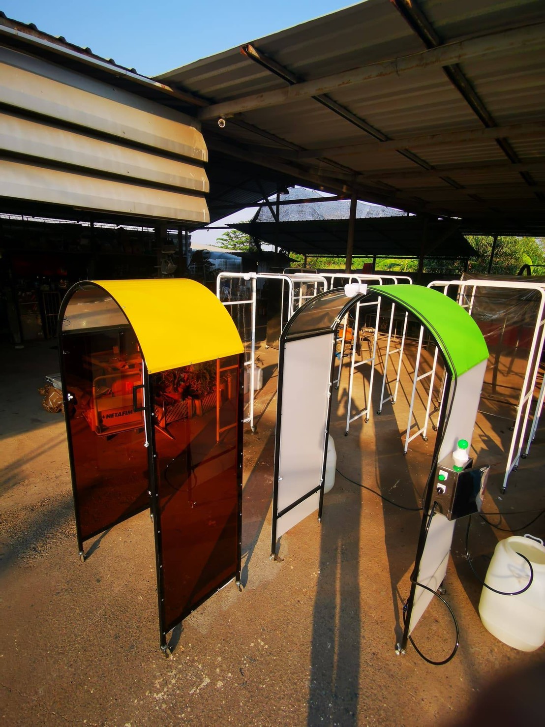 อุโมงค์พ่นฆ่าเชื้อโรคเคลื่อนย้ายได้ โครงสร้างเหล็กหุ้มอคริลิค