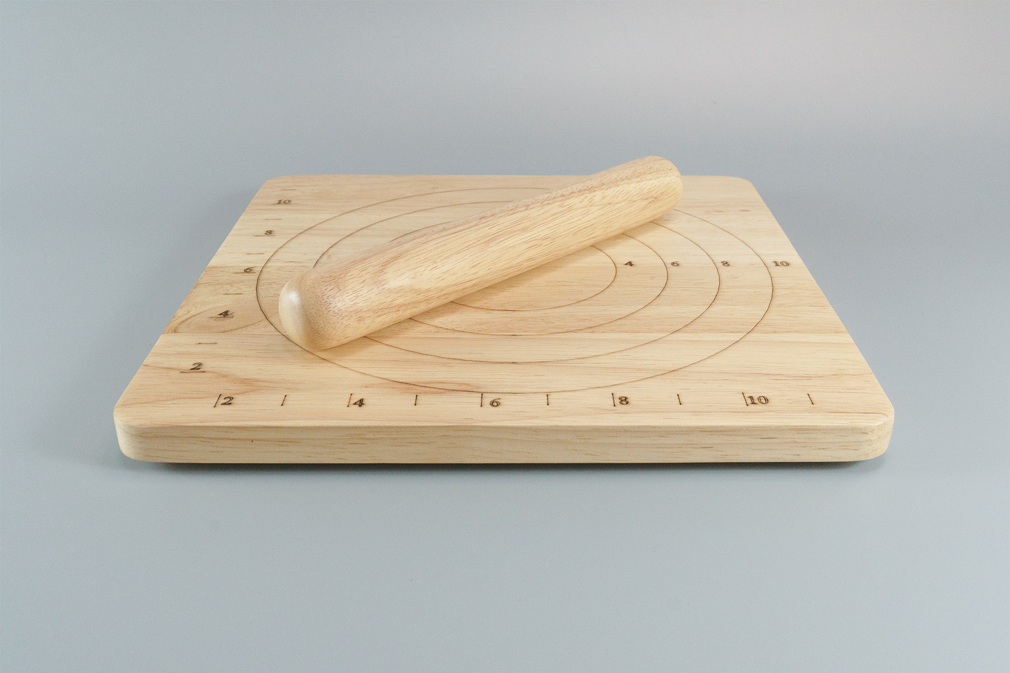 MINIWOOD กระดานนวดแป้ง แผ่นรองนวดแป้ง อุปกรณ์เบเกอรี่ 12x12 นิ้ว แถมฟรี ไม้นวดแป้ง 10" นิ้ว