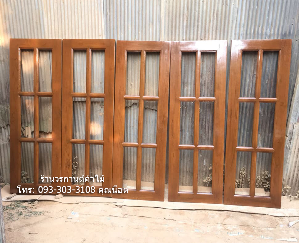 หน้าต่างไม้สักช่องกระจกเกรดA,B รหัสD025