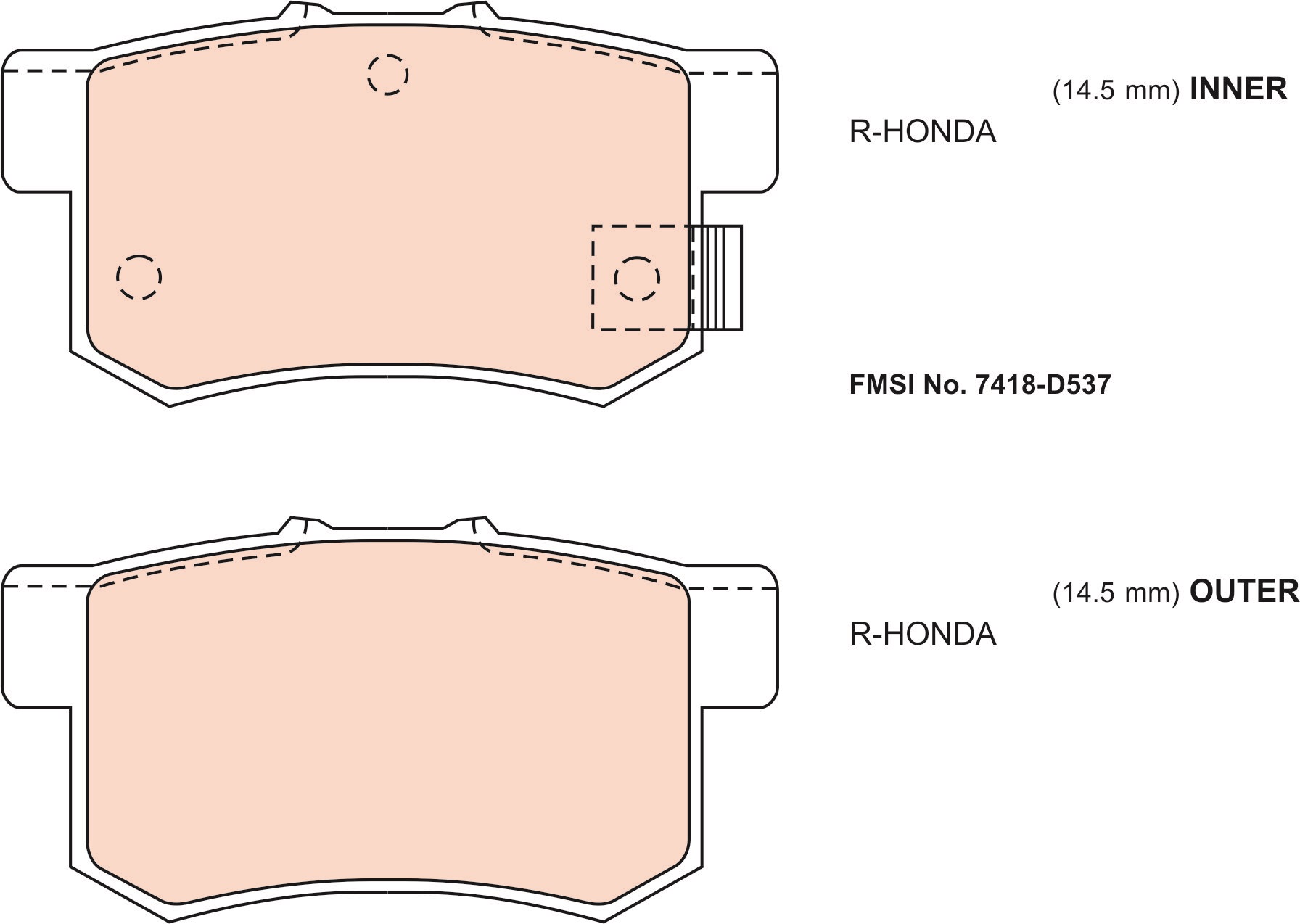 ผ้าเบรค-หลัง Honda Civic FD 1.8 และ 2.0 ปี 2006 - 2012