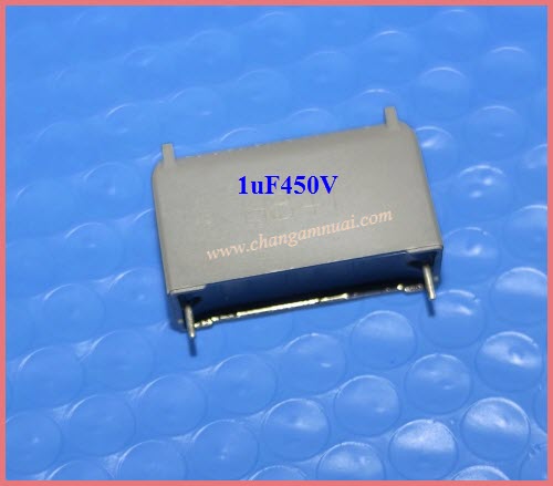 1uF450Vคาปาซิสเตอร์ ยี่ห้อ BM แบบลงปริ้น