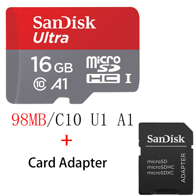Micro SD Card Class 10 16GB + Card Adapter