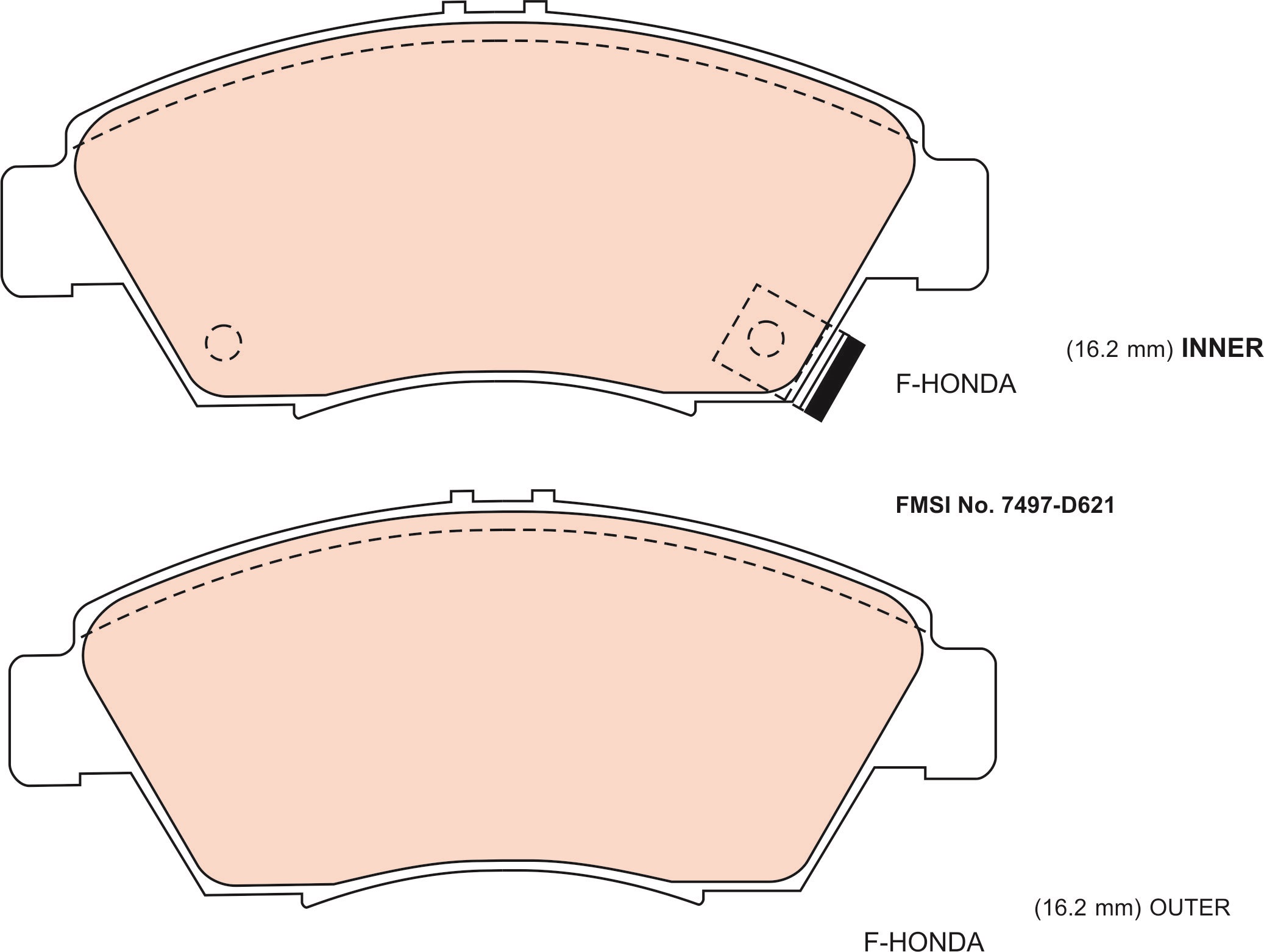 ผ้าเบรค Civic FD 1.8 (คู่หน้า) ปี 2006 - 2012 / Rokbul เขียว
