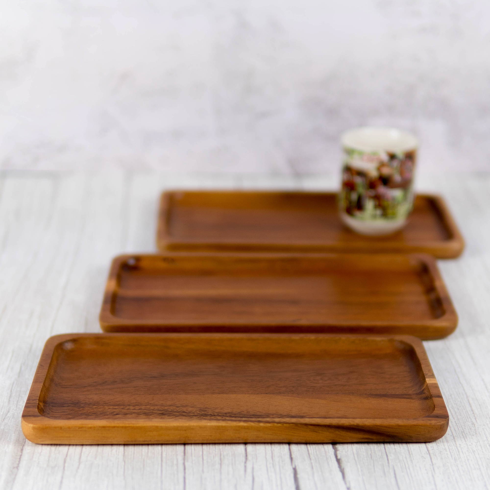 MINIWOOD จานไม้ ทรงสี่เหลี่ยม จานไม้ใส่อาหาร ถาดไม้ Food grade Wooden plate ไม้จามจุรี มี 2 ขนาด