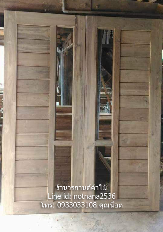 ประตูไม้สักบานคู่เกรดA รหัสBA46