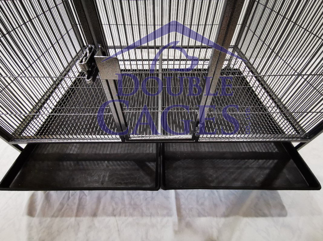 กรงนกแป็ป4หุน สีดำ สีระเบิด (ถาดรอง 2 ใบ)