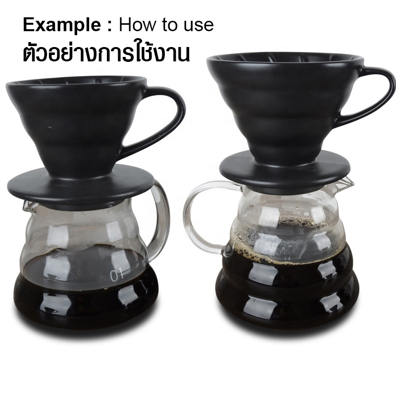 ถ้วยดริปกรองกาแฟเซรามิก ทรงกรวย รูเดี่ยว 2-4 ถ้วย (102V) 1610-662