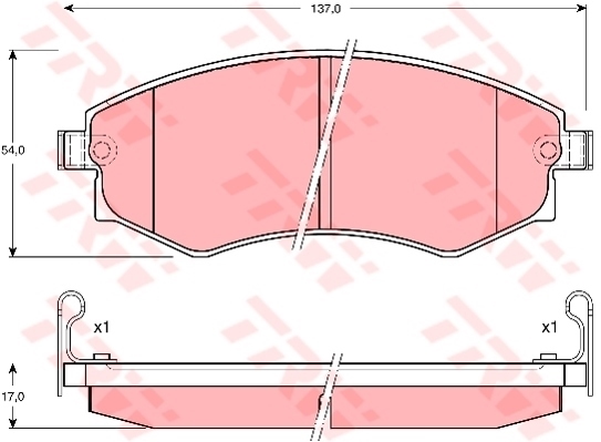 ผ้าเบรค TRW ล้อหน้า HYUNDAI Tiburon 2 ปี 1991 on COTEC (GDB895)