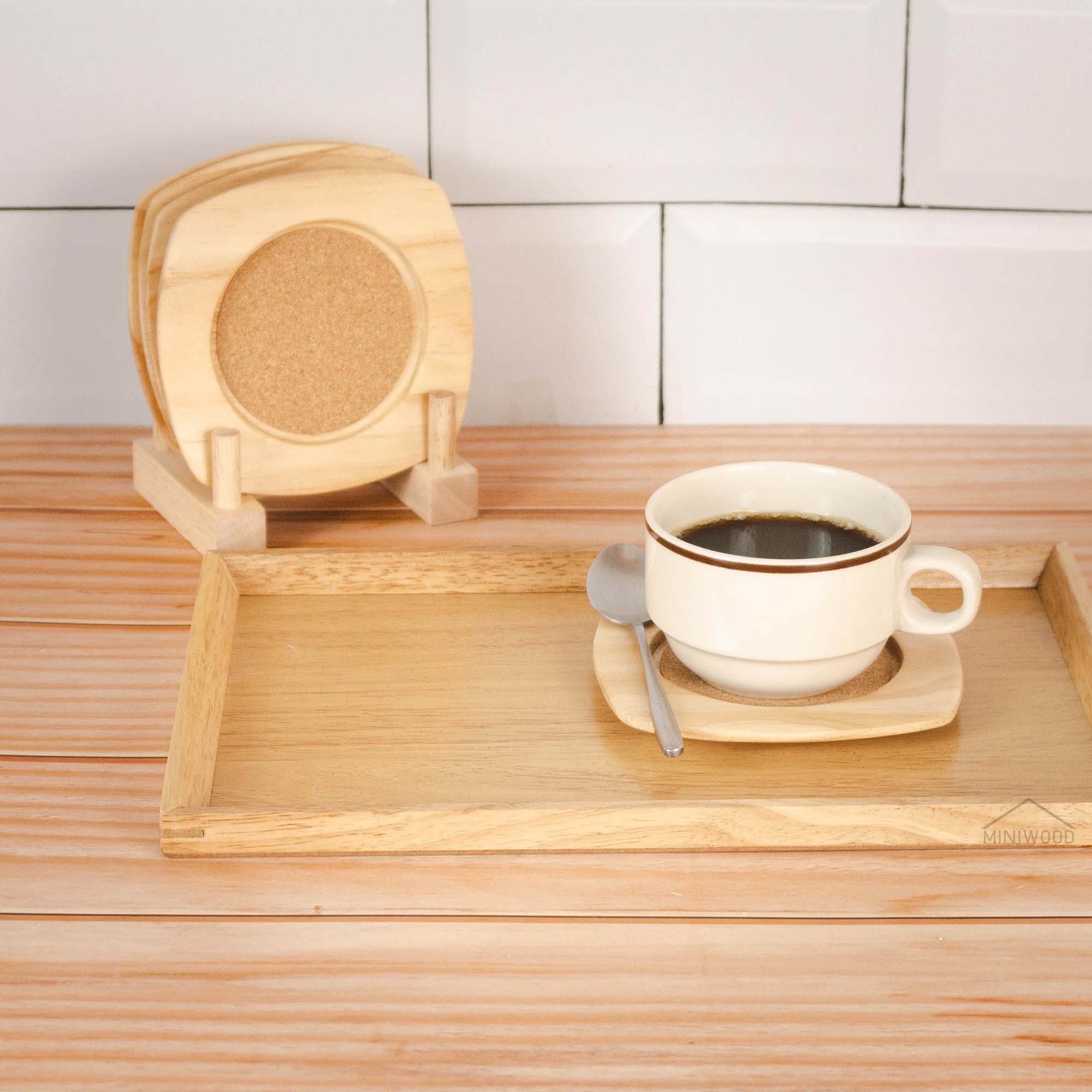 MINIWOOD จานรองแก้ว Wooden Coaster ผลิตจากไม้สน