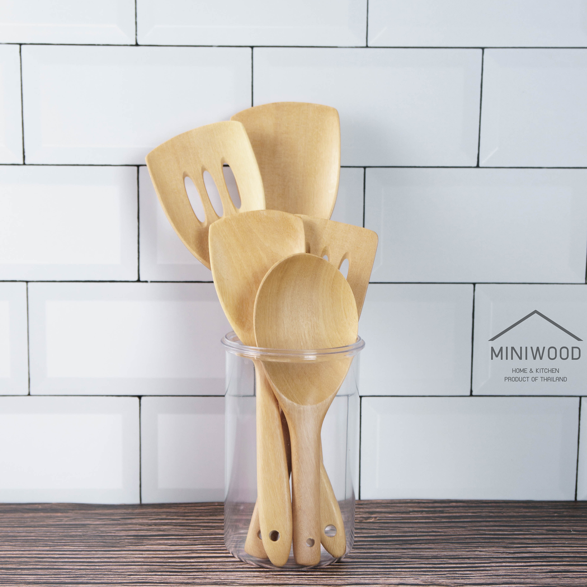 MINIWOOD ตะหลิว ทัพพีไม้ ไม้พาย Wooden Turner ป้องกันกระทะเป็นรอย