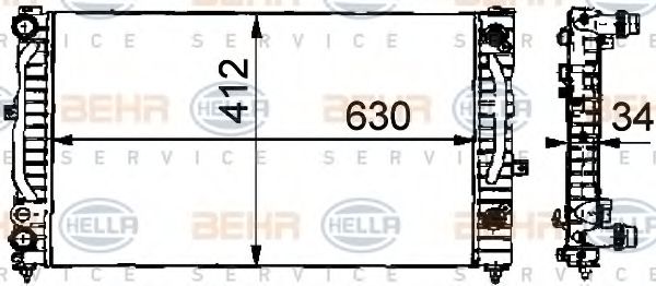 BEHR-P หม้อน้ำ VAG AUDI A4(B5) 1.8 , VW PASSAT(B5) 1.8, 2.3 V5 ปี 1997-2001 PASSAT(B5) 1.9 TDI (AGZ, AVF) ท่อคลิปล๊อคบน/ล่าง-ข้างเดียวกัน