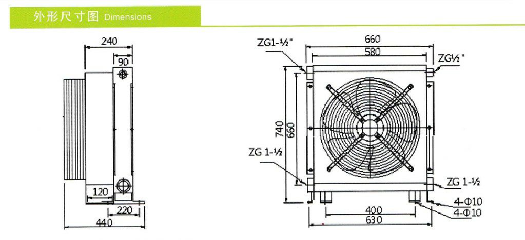 AH1890, AH1890T-CA Oil Cooler (350L) ระบายความร้อนน้ำมันไฮดรอลิค AC220V, AC380V