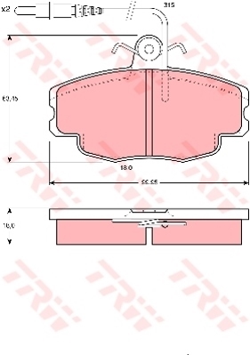 ผ้าเบรค TRW ล้อหน้า Citroen ZX 1.8 ปี 1991-1997 COTEC (GDB114)
