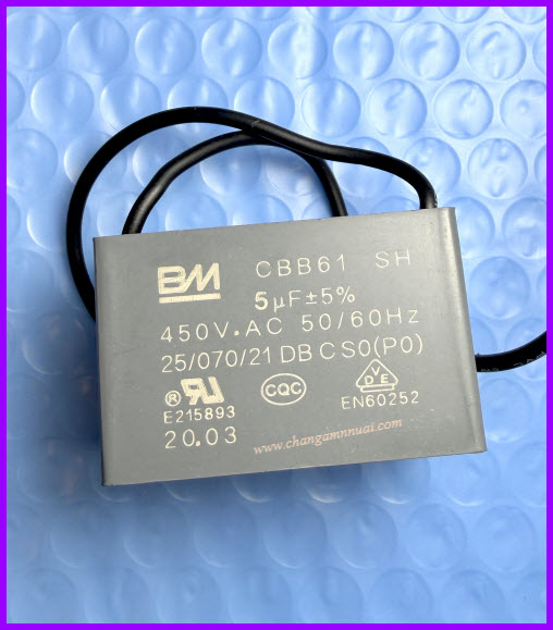 Capacitor 5uF 450V คาปาซิเตอร์ เกรดA มีสาย BM