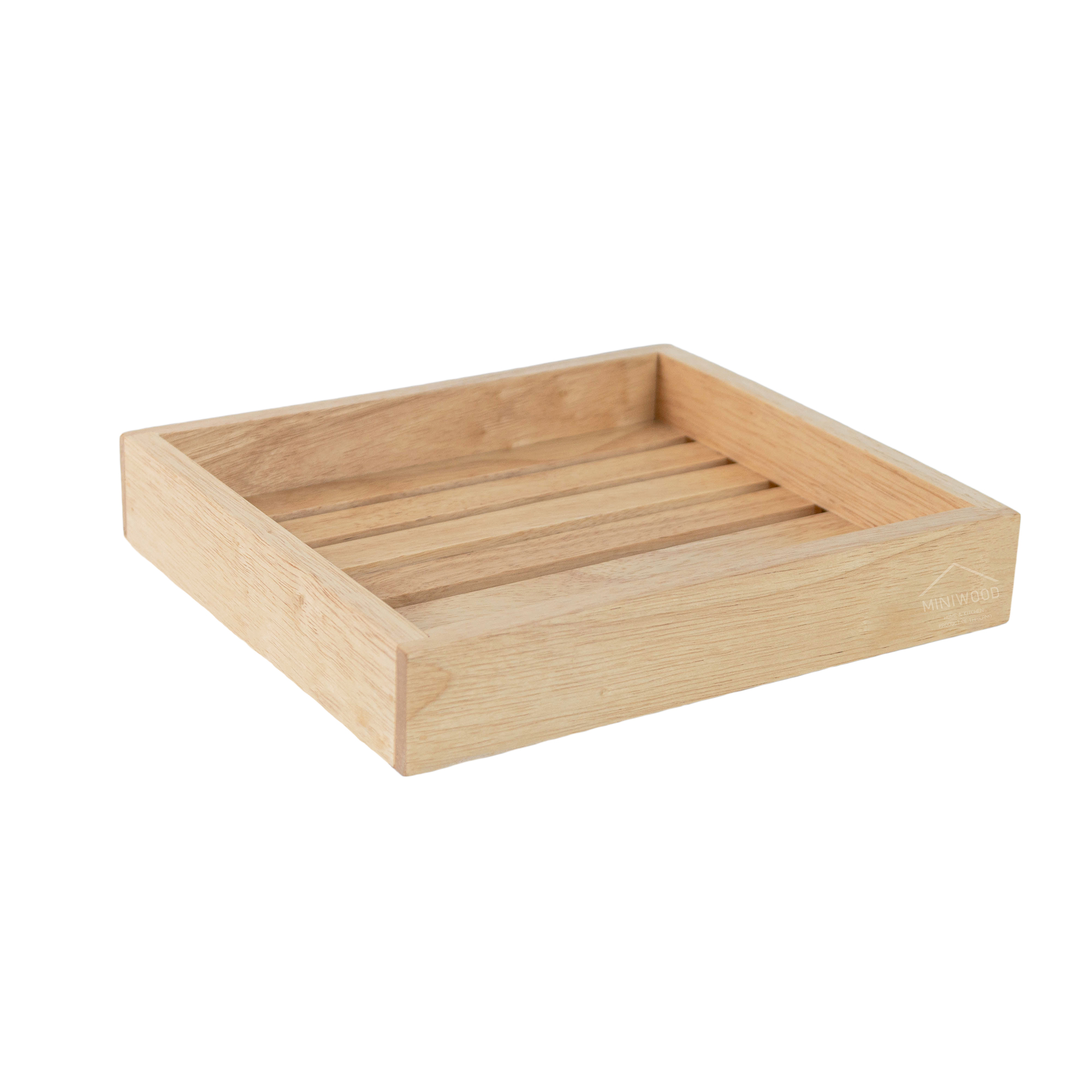 MINIWOOD กระบะพื้นร่อง ถาดเครื่องดื่ม Wooden Tray ใช้กับเครื่องล้างจานได้