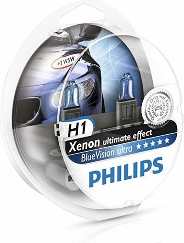 หลอดไฟรถยนต์ Philips H1 Blue Vision 12V 55W P14,5S แพ๊คคู่