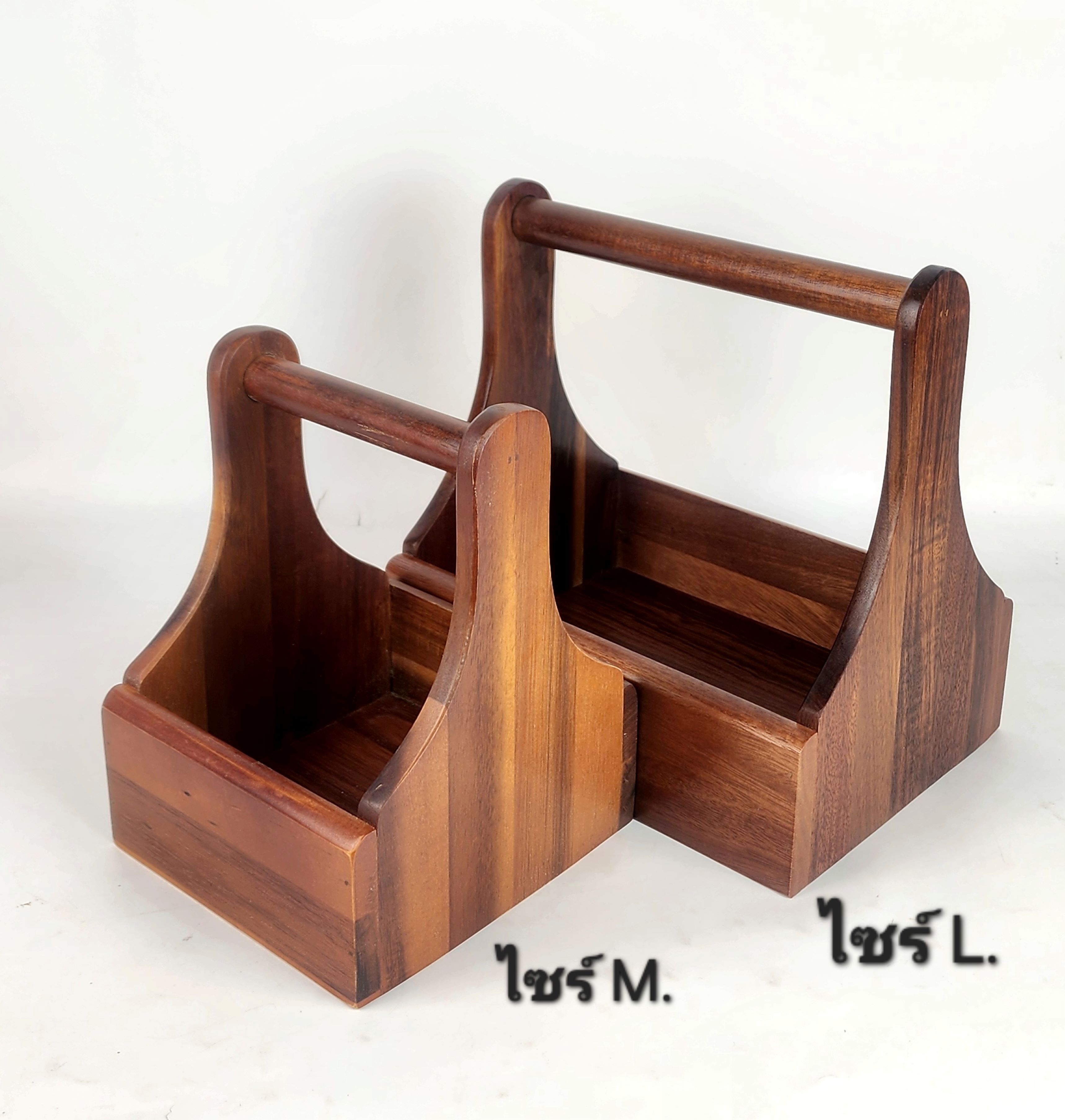 MINIWOOD ตะกร้า ทรงเตี้ย ตระกร้าไม้ ใส่เครื่องปรุง Wooden Basket