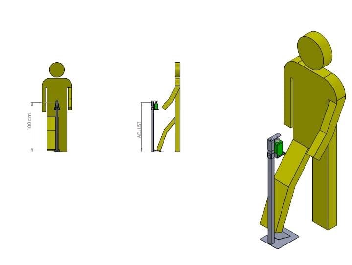 อุปกรณ์จ่ายแอลกอฮอล์แบบเท้าเหยียบ วัสดุเหล็กพ่นสีอบอย่างดี (A)