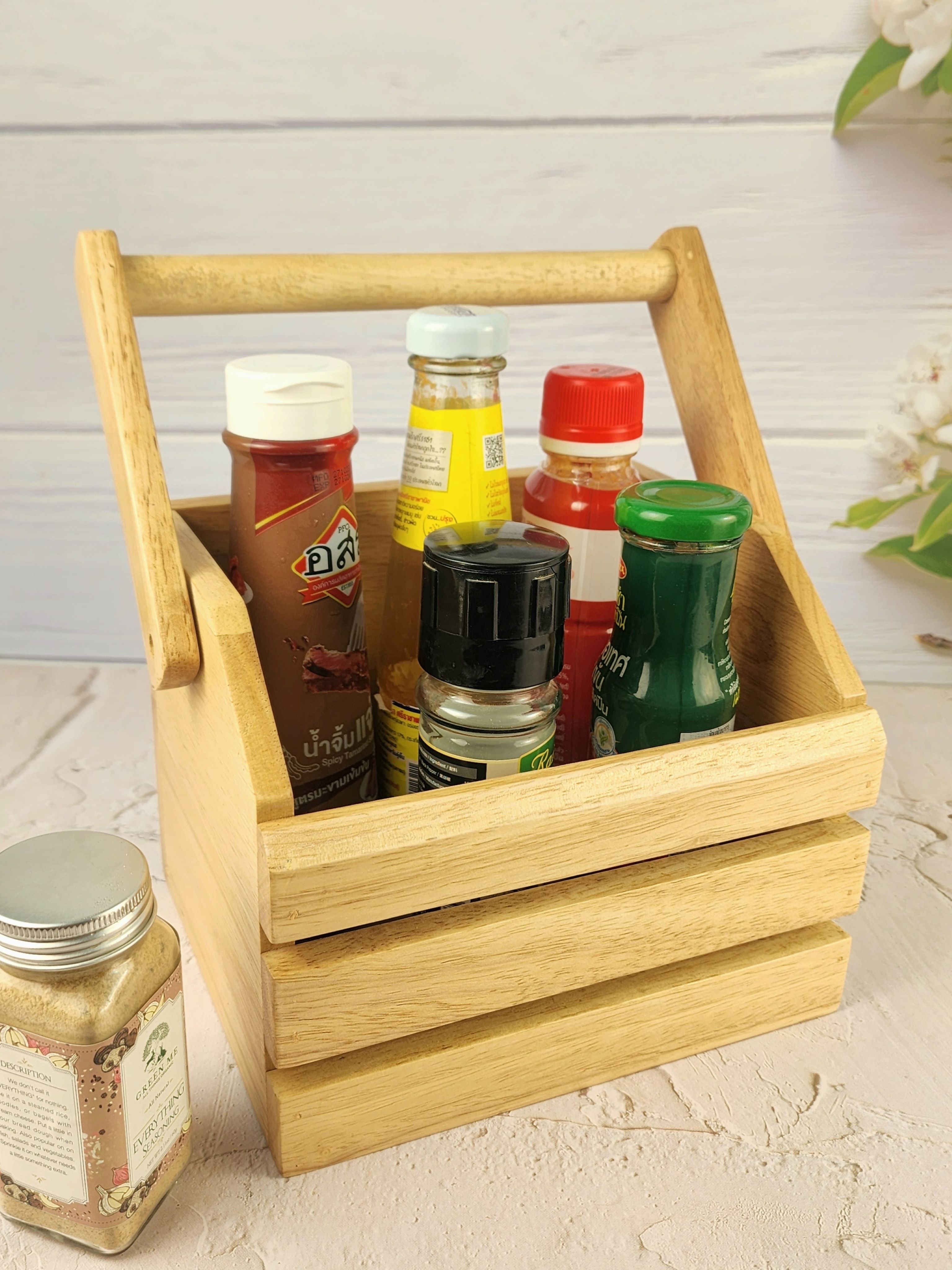 MINIWOOD ตะกร้าใส่ช้อนส้อม กระเช้าไม้ ตะกร้าไม้ Spoon Basket